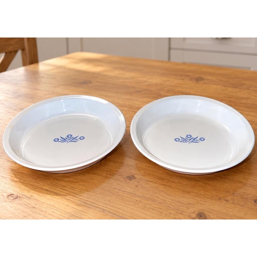Vintage CorningWare Blue Cornflower 9 Inch Pie Plates Set of 2 P-309 Made in USA